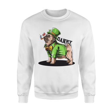Personalized St. Patrick Gift Idea - Cool Bulldog Is Smoking - Standard Crew Neck Sweatshirt